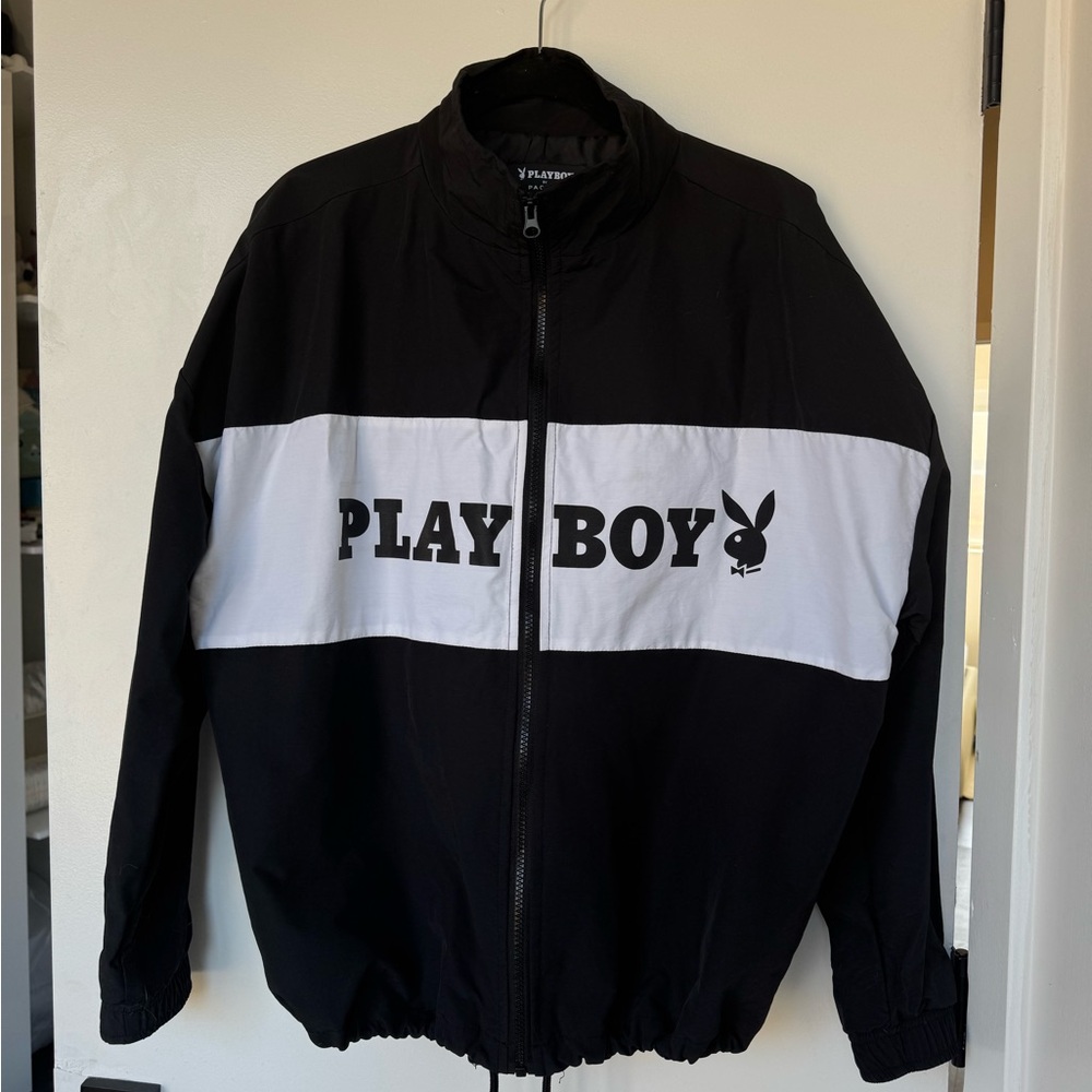 PLAYBOY Black and White Logo Track Jacket